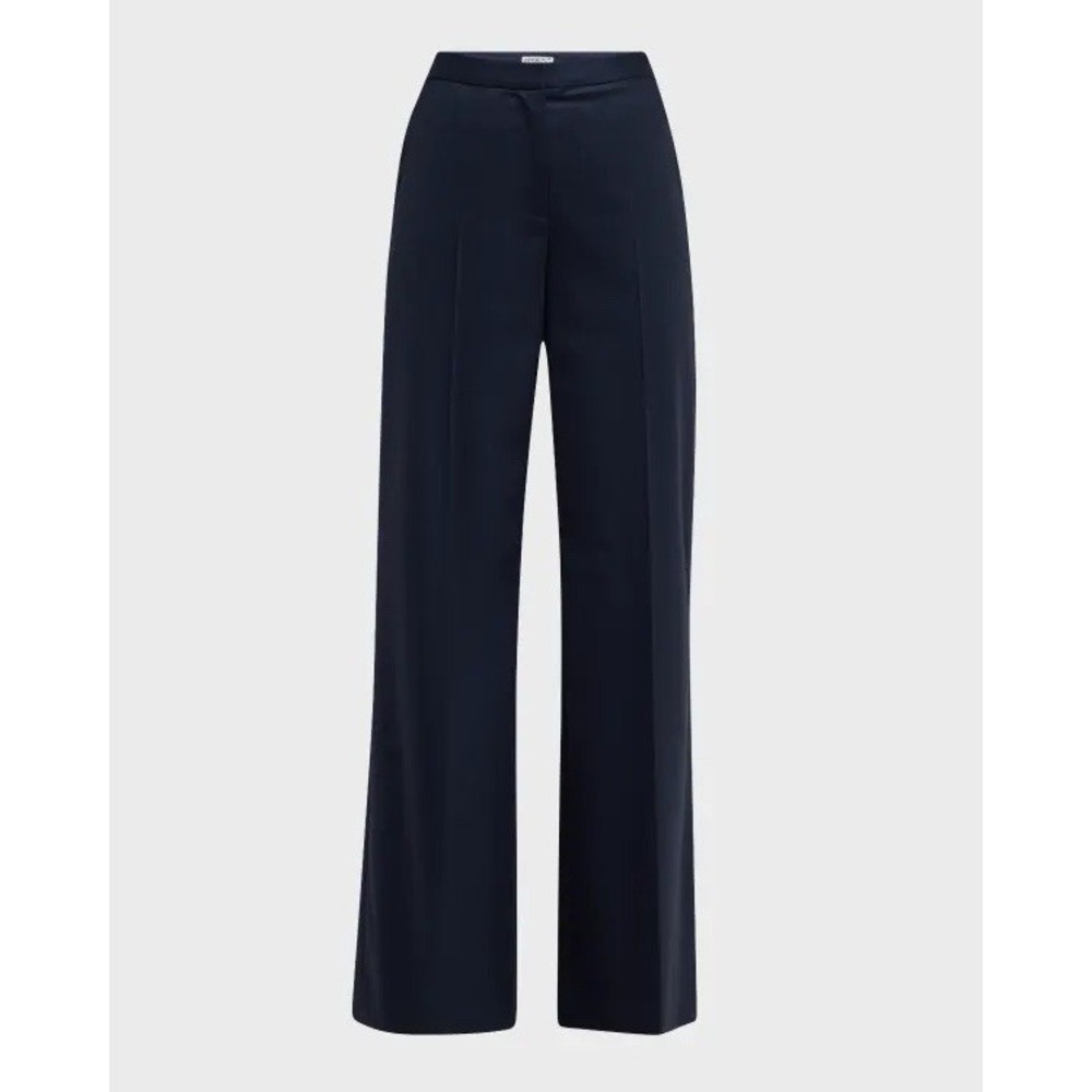 Vanessa‎ Bruno Navy Herringbone Wide Leg High Waist Trousers Pants Size 34 NEW